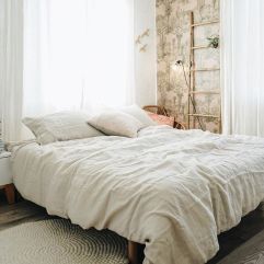 Housse de couette lin lavé Sonate Blanc Neige