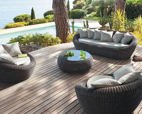 Salon de jardin 70's Java marron