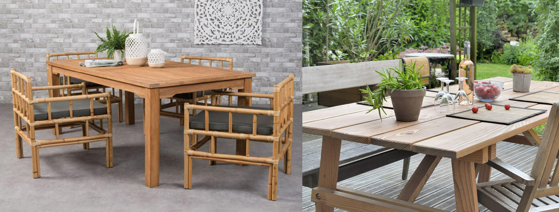 table et chaises de jardin en bois
