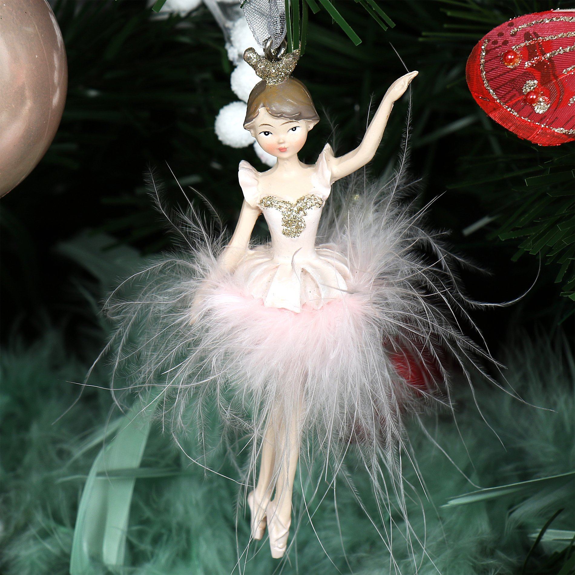 Danseuse de Noël à suspendre Rose clair - Boule et déco de sapin - Eminza