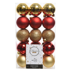 Lote de 30 bolas de Navidad Alpine multi Rojo / Oro