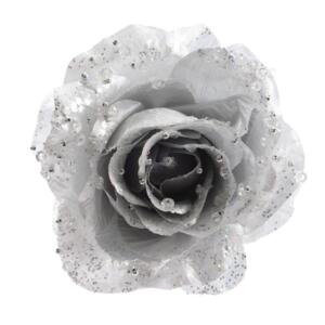 Fleur décorative sur pince Rosace Argent