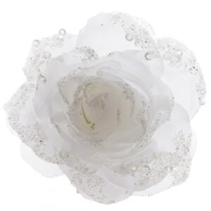 Fleur décorative sur pince Rosace Blanc