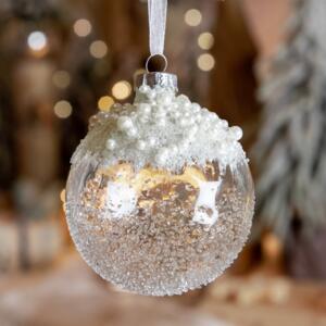Lote de 3 bolas de Navidad en vidrio (D80 mm) Moteada Blanco irisado 