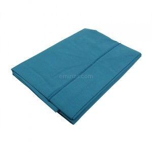 Drap plat coton (240 cm) Félicie Bleu paon