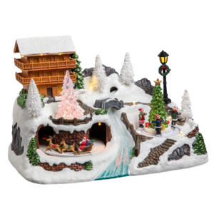 Village de Noël lumineux Chalet en montagne