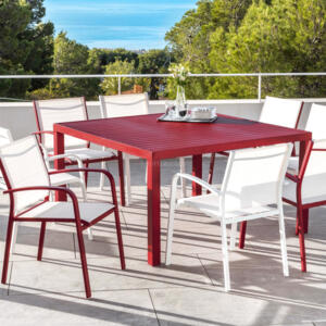 Mesa de jardín cuadrada Aluminio Murano (136 x 136 cm) - Rojo