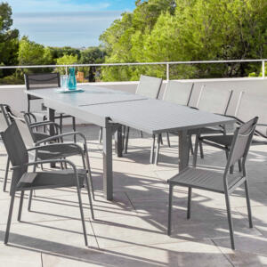 Table de jardin extensible 12 places Aluminium Murano (320 x 100 cm) - Gris ardoise