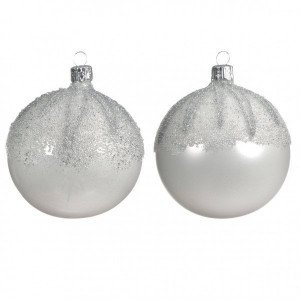 Lot de 6 boules de Noël (D80 mm) Luana Blanc