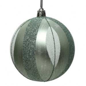 Lot de 12 boules de Noël (D80 mm) Feuillage Vert sauge