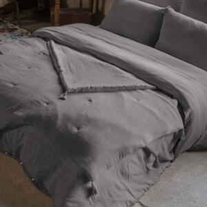 Edredón en gasa de algodón (150 x 150 cm) Gaïa Gris granito