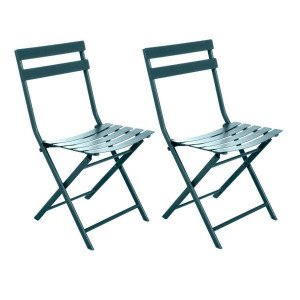 Lot de 2 chaises de jardin pliantes Greensboro - Bleu canard