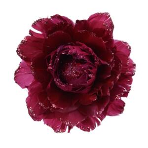 Fleur décorative sur pince Galliane Bordeaux