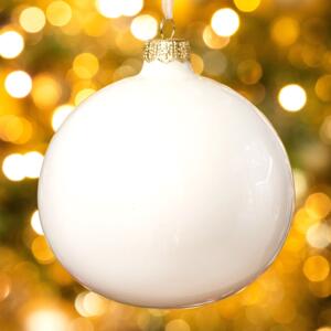 Bola de Navidad en vidrio (D150 mm) Artico brillante Blanco lana