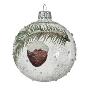 Lote de 6 bolas de Navidad transparentes (D80 mm) Cono de pino 