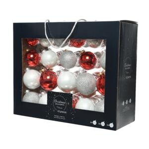 Lot de 42 boules de Noël en verre (D70 mm) (D60 mm) (D50 mm) Domeona Rouge/  Argent 