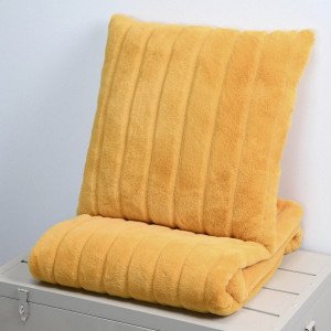Coussin (45 cm) Fluffy Jaune moutarde