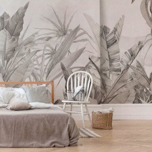 Décoration murale jungle adhésive (321 x 260 cm) Palmiers Noir