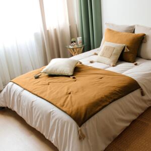 Camino de cama algodón  (90 x 190 cm) Panama Amarillo mostaza