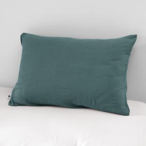 Funda para almohada rectangular en gasa de algodón (L80 cm) Gaïa Azul trullo