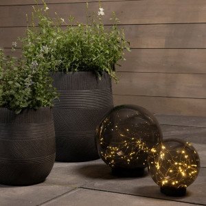 Borne de jardin solaire Crystal 50 LED - Noir