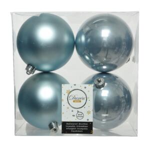 Lot de 4 boules de Noël (D100 mm) Alpine Bleu brumeux