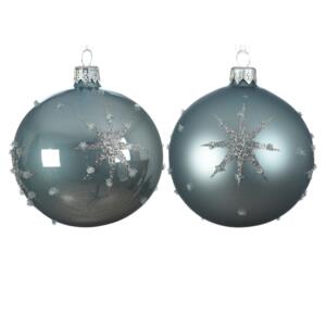 Lot de 6 boules de Noël en verre (D80 mm) Astre Bleu brumeux 
