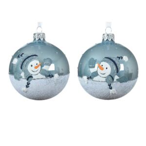 Lot de 6 boules de Noël (D80 mm) Pablo Bleu brumeux