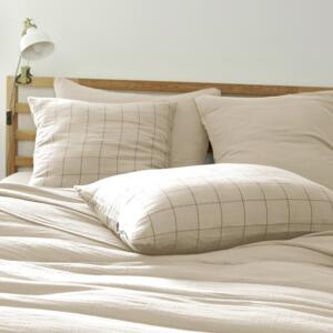 Funda para almohada rectangular en en gasa de algodón (70 cm) Gaïa Match Beige pampa