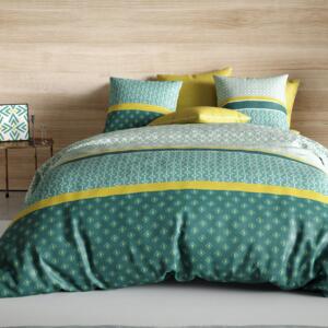 Funda nórdica y dos fundas de almohada en algodón (240 cm) Malphite Verde esmeralda
