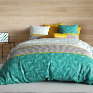 Funda nórdica y dos fundas de almohada en algodón (260 cm) Aurah Verde esmeralda