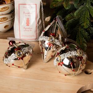Lot de 3 boules de Noël (D80 mm) en verre Ornéla Argent