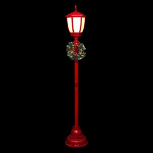 Lampadaire illuminé 1 lanterne Rouge/Blanc chaud