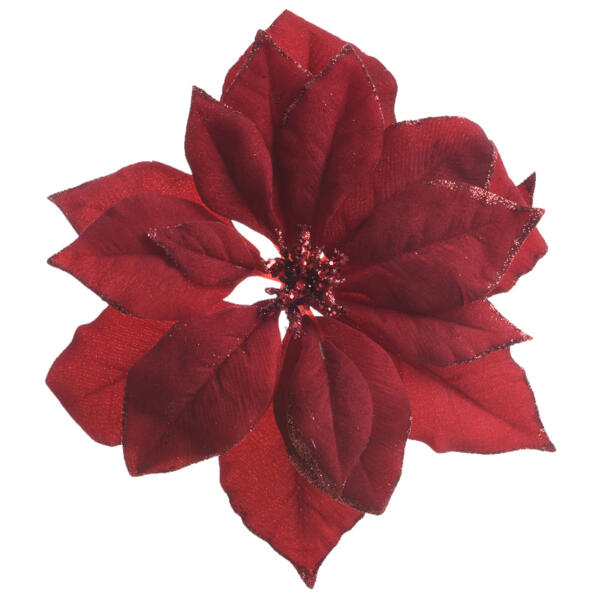 Poinsettia de Noël en tissu  sur clip Rouge