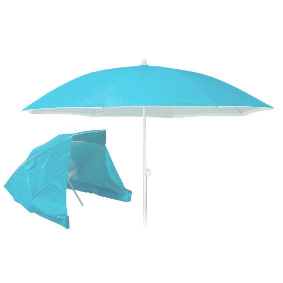 Traición Círculo de rodamiento lector Sombrilla de playa reclinable con cortavientos Azul - Parasol y vela de  sombra - Eminza