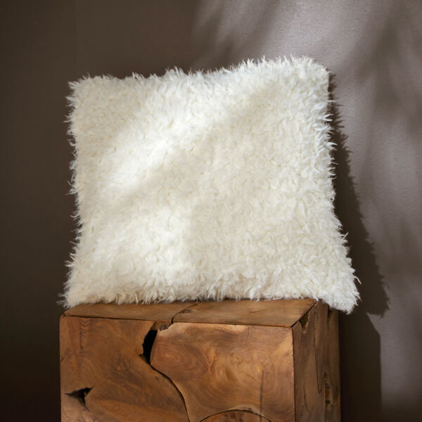 Housse de coussin carrée fausse fourrure (40 cm) Mouton Blanche