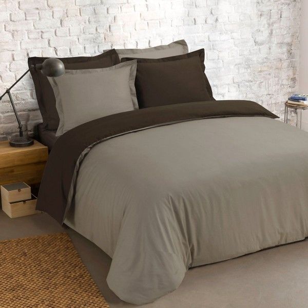 Funda nórdica y dos fundas (240 cm) Bi-Color Chocolate y topo - Ropa de cama - Eminza