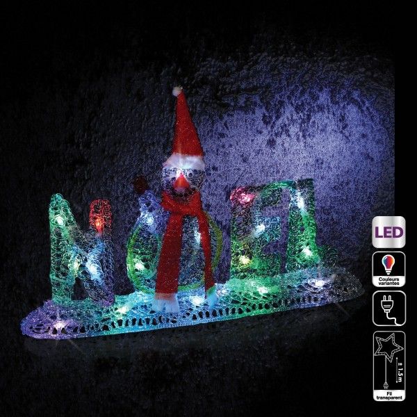 Verlicht uithangbord "NOEL" kerstman Veelkleurig LED - - Eminza