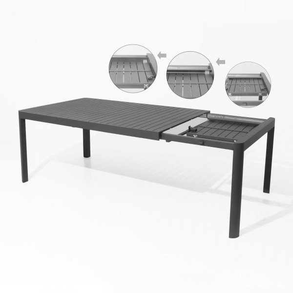 Tuintafel uitschuifbaar (255 x 120 cm) - Steengrijs - Tuinset, tafel en stoelen -