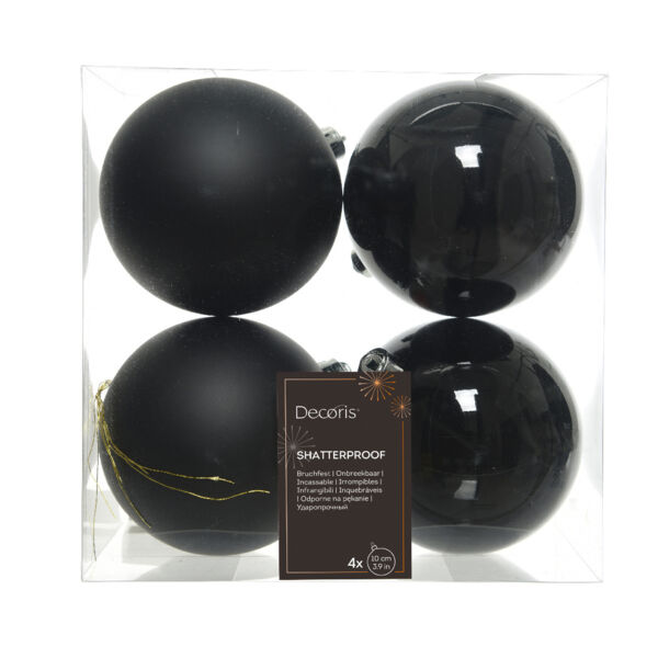 Lot de 4 boules de Noël (D100 mm) Alpine Noir