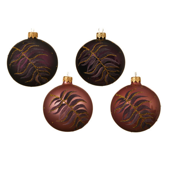 Lot de 6 boules de Noël (D80 mm) Palma Violet