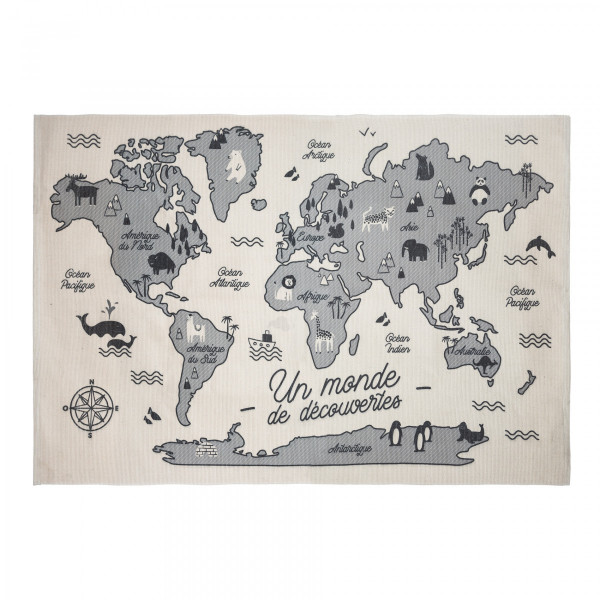 Tapis (150 cm) Carte du monde Gris