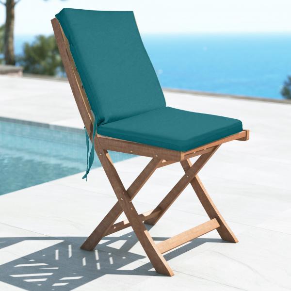 Coussin de chaise avec dossier (L90 cm) Mambo Vert canard