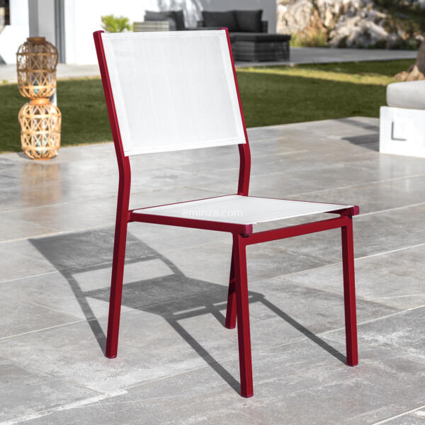 Chaise de jardin alu empilable Murano - Rouge/Blanche