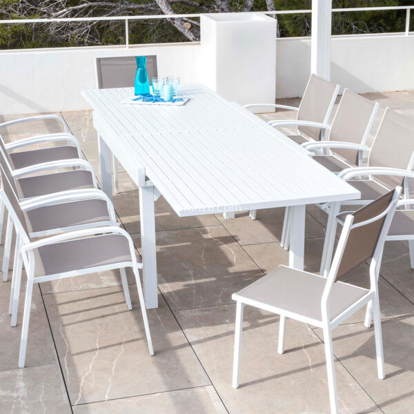Table de jardin extensible 10 places Aluminium Murano (270 x 90 cm) - Blanche