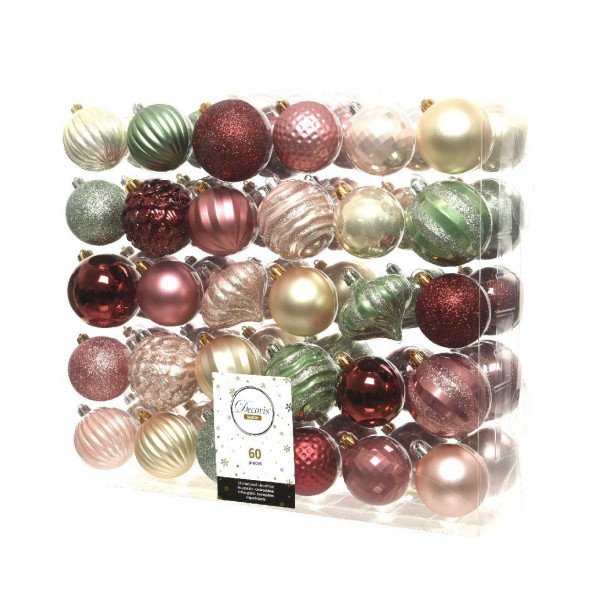 schoonmaken Tegen de wil Lenen Set van 60 kerstballen Glasgo Bordeauxrood - Kerstballen en kerstversiering  - Eminza