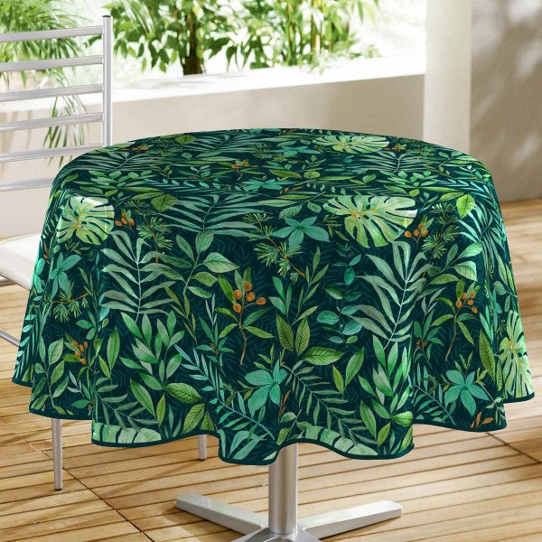 Frank Worthley Alaska Betrokken Tafelkleed rond tafelzeil (D160 cm) Sousbois Groen - Tafellinnen - Eminza