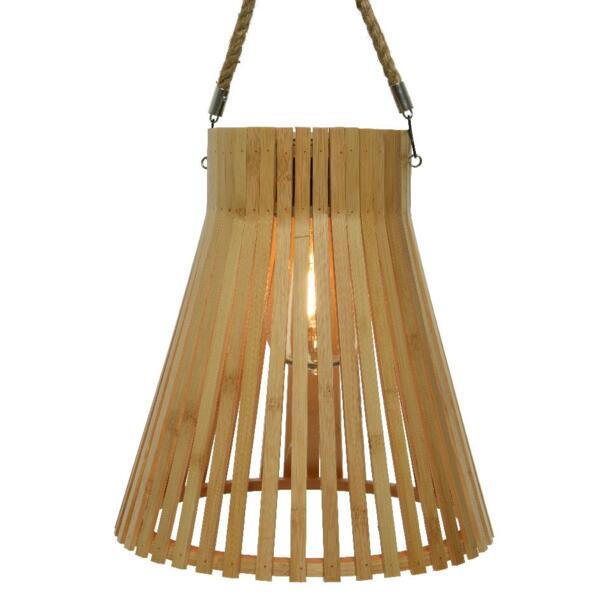 Lanterne solaire LED Bambou - Naturel/Blanc chaud