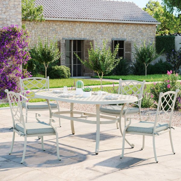 Table de jardin ovale Aluminium St Tropez - Gris clair