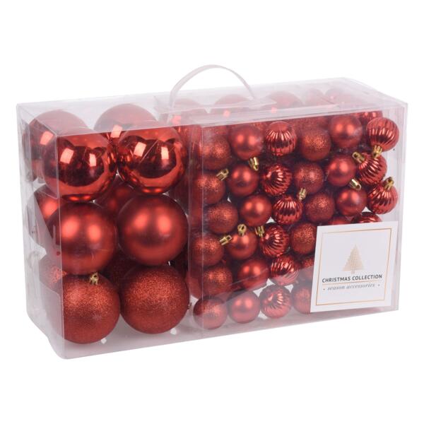 Lot de 94 boules de Noël  Season Rouge